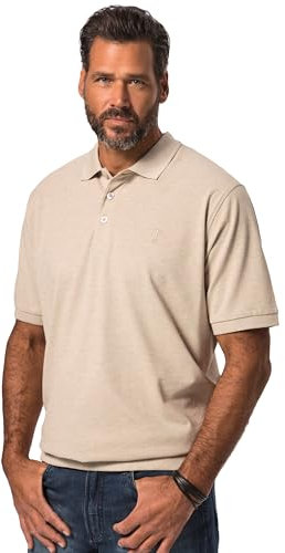 JP 1880 Herren große Größen Menswear L-8XL bis 8XL, T-Shirt, Poloshir, JP1880-Brustdruck, Bauchshirt, Piqué, Natur Melange 6XL 712617201-6XL