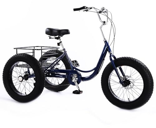 Piptyllite 20 Zoll Fat Tire Big Wheel Snow Adult Pedal Trike 3 Rad Fahrrad Erwachsene Stahl Schnee Fahrrad,Blau