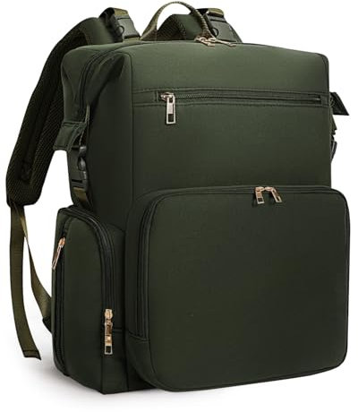 CEI-CEI Baby Wickeltasche/Rucksack mit Wickelunterlage, Wickelrucksack Groß, Windeltasche für Unterwegs Mommy Bag mit Isolierter Flaschentasche, Wasserdichtes Neoprengewebe (Armeegrün)