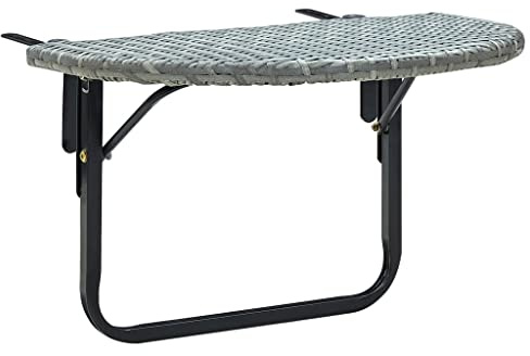 Hanging Balcony Table, Balcony Folding Table, Wall Hung Table for Patio Garden, Wall Dining Table Desk, Semi-circular Design, Saving Space Foldable Balcony Bar for Garden Grey 60x60x40 cm Poly Rattan