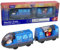 XEERUN Eisenbahn elektrische lok Holzeisenbahn Zug, Batteriebetriebenes Zugset, Batteriebetriebener Lokomotivzug, Leistungsstarker Motorzug, für Kinder Kompatibel mit Thomas, Blau