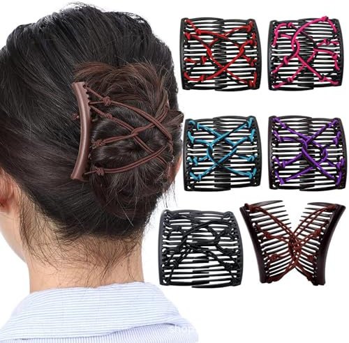 Le Peigne de Vivi Magique Élastique - Accessoire de Coiffure Double pour Cheveux Épais, Longs et Bouclés - Pince Décorative