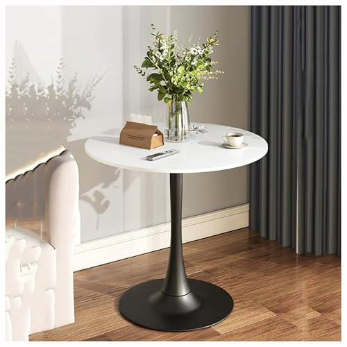 JHAISMAO Modern Rund Tulpe Esstisch 80/90/100cm Weiß Farbige Platte Klein Küche Esszimmer Möbel Sitzplätze Für Bis Zu 2-6 Personen(Size:80cm)