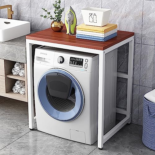 Verstellbares Trommel-Waschmaschinen-Regal mit rutschfesten Füßen für kleine Küche und Badezimmer, platzsparend, freistehend, Organizer für Waschmaschine