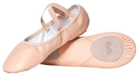 Gette Leather Split Sole Ballet Shoes for Women, Dance, Adult, Pink, UK 11, Wide Width