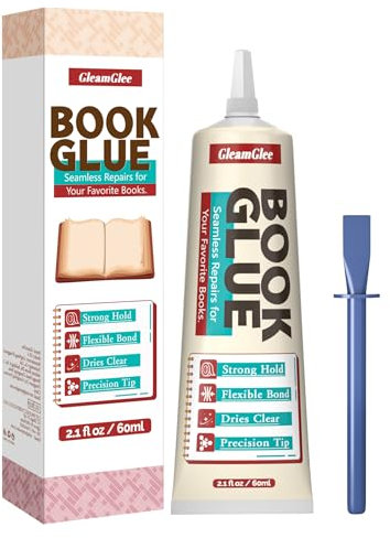 Book Glue, Dries Clear & Flexible BookBinding Repair Adhesive, Acid-Free, Used for Repairing Bookbinding, Envelopes, Postcards, Framing, Collages, Cardboard, Paper Art and Crafts