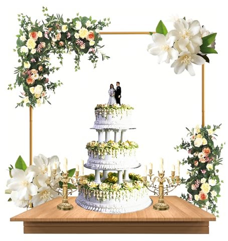 DAJAVE Adjustable Over Table Display Bar, 47-72'' Length Table Arch with Clamps Gold Tables Rod Stand Hanging Rail for Wedding, Birthday, Party Decor