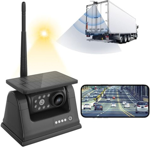 OBEST Solar Powered Wireless Reversing Camera WiFi Backup Camera with Clear Image and Infrared Night Vision, Waterproof Magnetic Suction Mount, for IOS & Android for Cars, Trucks, Vans