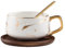 Tazze da caffè, tazza di caffè in ceramica da 400 ml con piattino e cucchiaio in legno, tazze di motivi ​​marmo e piattini per casa, ristorante