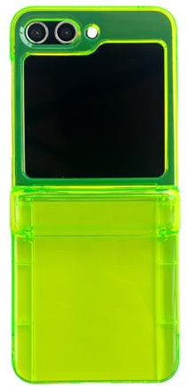 WSDSMS Étuis de téléphone à bandoulière Vert Fluorescent avec Cordon pour Samsung Galaxy Z Flip 6, 5, 4, 3, Z Flip 5, ZFlip 5, Coque arrière avec Insertion de Cartes, YGGreen, pour Z Flip 4