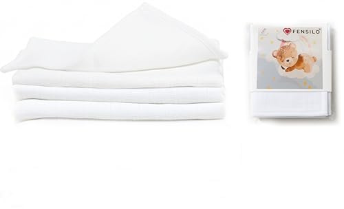 FENSILO Musselintücher extra weiche Mulltücher Spucktücher Mullwindeln 3er 60x60cm Baby Stoffwindeln für Jungen und Mädchen weiß