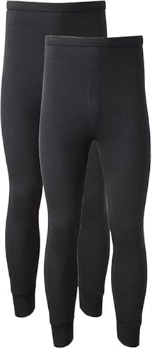 BLOOM BLENDS Pack of 2 Men’s Thermal Trousers Long Johns – Warm Winter Baselayer Underwear with 0.45 TOG Rating – Soft Cotton Blend, High Rise, Machine Washable,