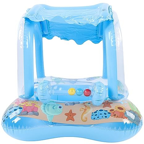 TOPINCN Motherly Baby-aufblasbarer Schwimmsitz, Weiches Schwimmendes Boot, Aufblasender Baby-Pool-Schwimmkörper, Komprimierbarer Pool-Schwimmkörper-Trainer, (Blue)