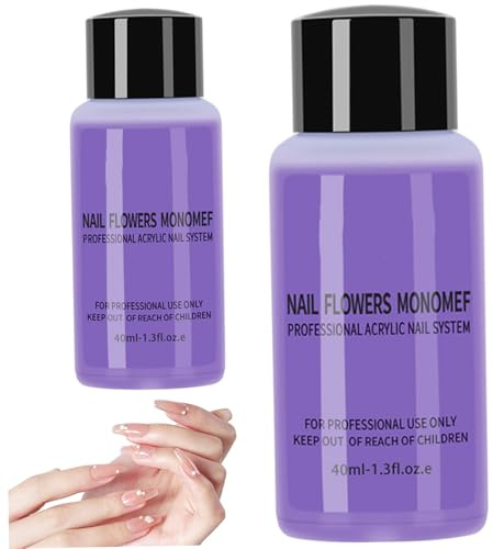 2 Bottles Monomer Acrylic Nail Liquid 40ml Professional Safe Gentle Acrylic Nail Monomer Liquid for Nailsalon Home Liq