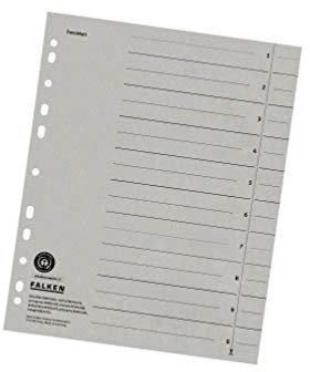 Original Falken 100er Pack Trennblätter. Made in Germany. Aus Recycling-Karton für DIN A4 grau Trennlaschen Trennblätter Ordner Register Kalender Blauer Engel