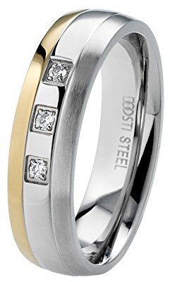 DOOSTI Partnerring/Trauring Funny - Bicolor Chirurgischer Edelstahl mit Gratis Gravur