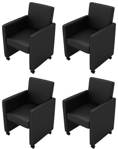 vidaXL Esszimmerstühle 4 STK. Schwarz Kunstleder