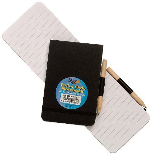1 x Police Style Notizblock mit Bleistift, Liniert, Reporter Tasche für Schiedsrichter, Klein, Schwarz