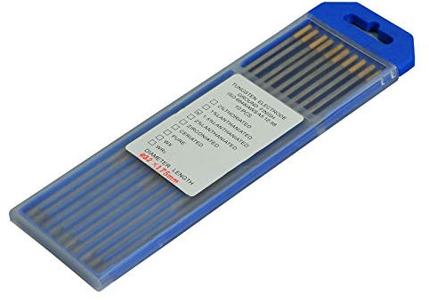 RIVERWELD Électrode de tungstène pour soudage TIG 1,5% lanthénisée WL15, Pointes dorées 3,2 mm x 175 mm, Paquet de 10