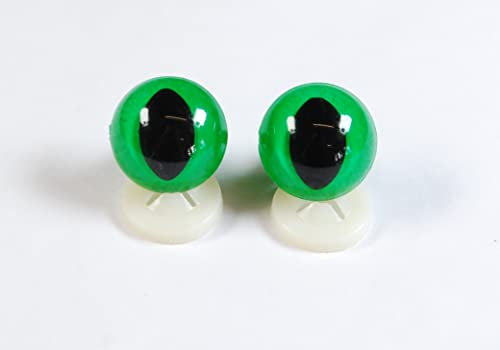 celloexpress 15mm Green Cats Eyes with Plastic Backs - Safety Eyes for Soft Toy Teddy Bear Animal Making (Pack of 1 Pair)