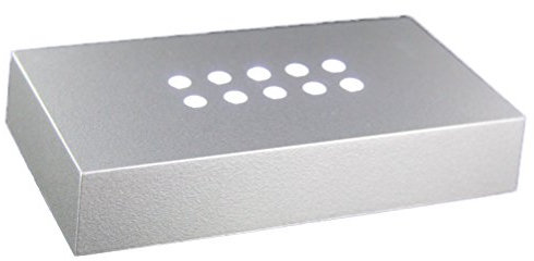 VIP-LASER LED LEUCHTSOCKEL | 10 weiße LED | Farbe Silber| Optimal um Ihren 2D und 3D Glaskristall oder Glasfoto in Szene zu setzen! Abmessungen: 110x60x20mm