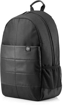 HP Classic Zaino per Laptop fino a 15,6 Pollici, Tasche Interne per Accessori, Tasca Esterna Portabottiglie, Cerniera Rinforzata, Realizzato con materiali resistenti all'acqua, Nero