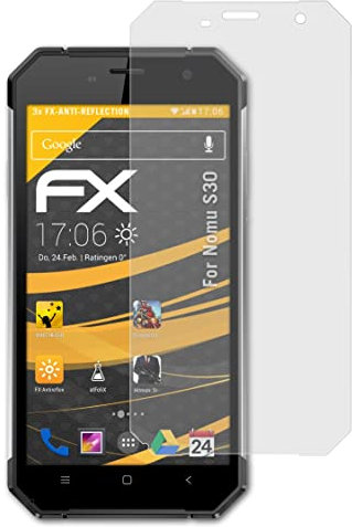 atFoliX Panzerfolie kompatibel mit Nomu S30 Schutzfolie, entspiegelnde und stoßdämpfende FX Folie (3X)