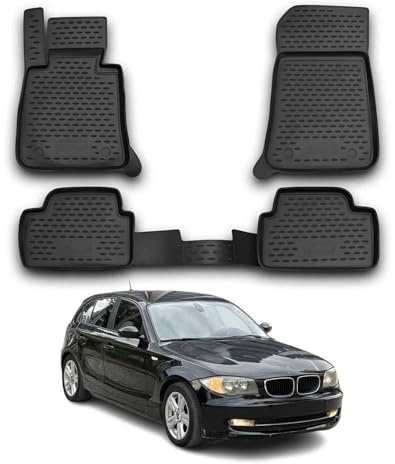 OMAC Gummimatten Fußmatten kompatibel mit BMW 1er E81 2004-2013 TPE Automatten Schwarz 4X