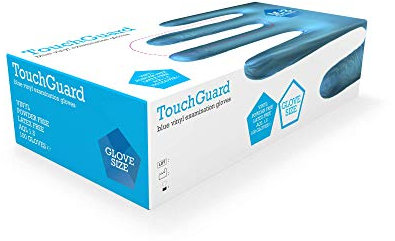 TouchGuard Gants jetables en vinyle bleu, non-poudré, boîte de 100, taille L