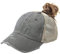 Distressed Pferdeschwanz-Mütze für Frauen Baseball Brötchen Mesh Ponycap Dad Hat - Grau - Einheitsgröße