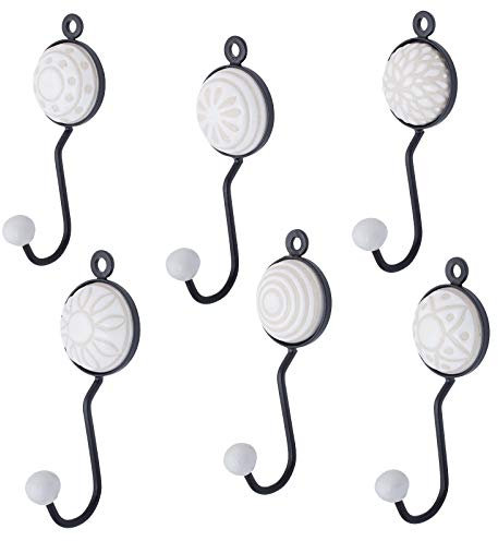 Knober Indigo Keramikhaken Wandhaken Garderobenhaken Kleiderhaken (01. Mix-Set Weiß 6 Stück)