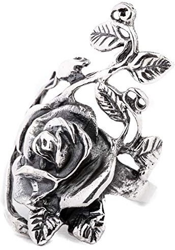 Windalf Damen Statement Ring AURORA 3.3 cm Bohemia Schmuck Rosen Gothic Statement Silberring 925 Sterlingsilber (Silber, 54 (17.2))
