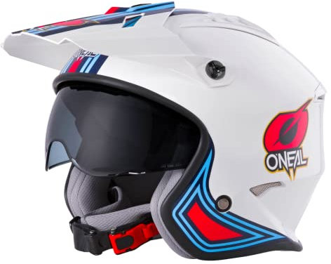 O'NEAL | Motorradhelm | Enduro Adventure Street |ABS-Schale, integrierte Sonnenblende | Volt Helmet MN1 | Erwachsene | Weiß Rot Blau | Größe XS