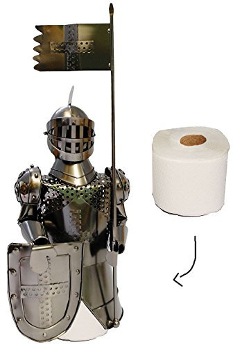 alles-meine.de GmbH Toilettenrollen Halter - Ritter mit Schild & Fahne - aus Metall - Toilettenpapierhalter - Ritterburg Mittelalter - Aufbewahrung - als Skulptur/Schrauben..