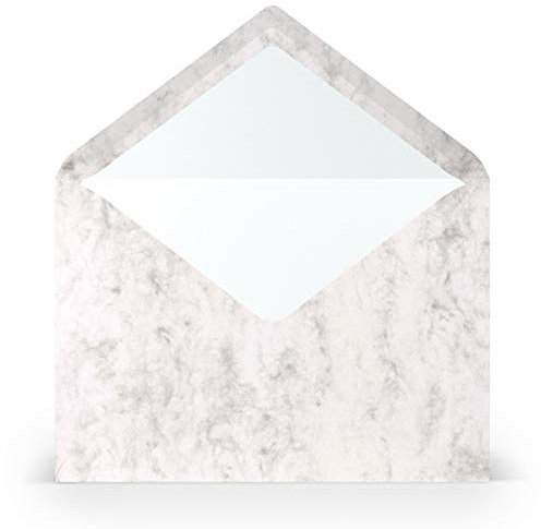 PAPERADO 25 Briefumschläge DIN C5 Grau Mamora Marmor Weiß - 100 g/m² Kuvert Ohne Fenster 15,7 x 22,5 cm - Umschläge mit Nassklebung spitzer Klappe
