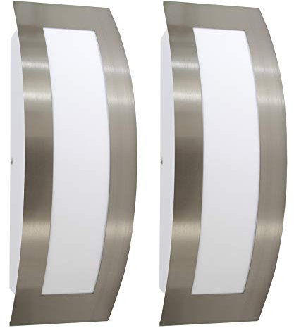 Trango 2er Pack IP44 Außenleuchte, Wandleuchte 8009G*2 aus Edelstahl & Kunststoff mit E27 Fassung - für alle LED Leuchtmittel Außenwandleuchte, Außenlampe, Gartenleuchte ohne Leuchtmittel