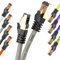 Duronic Ethernet Cable 0.5M High Speed CAT 8 Patch Network Shielded Lead 2GHz / 2000MHz / 40 Gigabit, CAT8 SFTP Wire, Snagless RJ45 Super-Fast Data - Grey