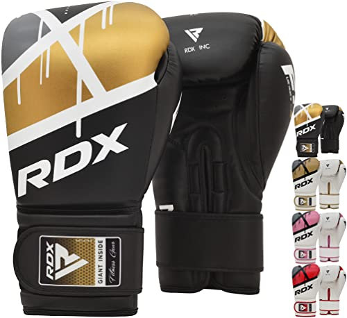 RDX Boxing Gloves EGO for Men, Women & Kids | Maya Hide Leather Sparring Gloves for Muay Thai, Kickboxing & MMA | Ventilated Palm, Long Wrist Support, Training & Punching Bag Workout, 8 10 12 14 16oz