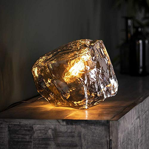 famlights Industrie Tischlampe Esstisch Jakub Glas Wohnzimmerlampe/Nachttischlampe Vintage Schlafzimmer Wohnzimmer/Designer Tischlampe E27 / Kristall LED Lampe Tisch/Kristall Nachttischlampe