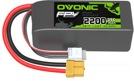 OVONIC Lipo Batterie 4s 2200mAh 35C 14.8V Batterie Pack Court avec Deans pour RC Voiture Bateau Camion Heli Avion Quadcopter Multi-Moteur Hélicoptère DIY Hobby