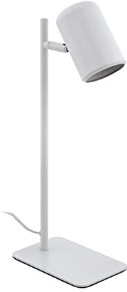 EGLO LED Tischlampe Ceppino, 1 flammige Schreibtischlampe minimalistisch, Tischleuchte aus Metall, Bürolampe in Weiß, Lampe mit Schalter, GU10 Fassung