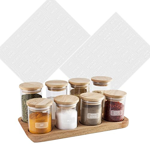 colortouch Gewürzetiketten Selbstklebend - Aufkleber - 140 Stück Vorratsetiketten (Deutsch) - Gewürzgläser Etiketten - Gewürz Sticker - Wasserfest Küchenetiketten - Transparentes Weiß