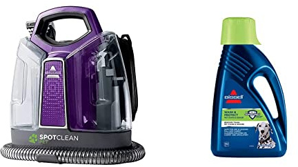 BISSELL SpotClean Pet Portable Carpet Cleaner | Remove Spots, Spills & Stains |Titanium & Purple & Wash & Protect Formula | for Use with All Leading Upright Carpet Cleaners | 1087N