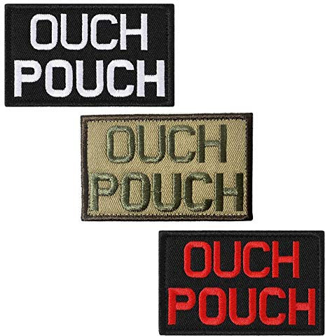 Pack of 3 Ouch Pouch Embroidered Patches with Velcro Fastening Tactical Application Military Morale Emblem Patch for Airsoft Cosplay Paintball Tactical Backpack Uniform Vest Dog Harness