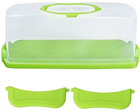 Bppyvct 1Pc Portable Bread Box with Handle Transparent Lid Loaf Cake Storage Carrier for Pastries, Donuts, Bread Rolls, Buns or Baguettes (Green)