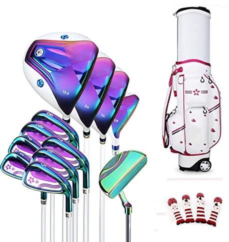 Mazze da Golf Complete per Donne, Set di Mazze da Golf, Set di Allenamento per l'apprendimento del Golf, Albero in Carbonio 12 Mazze, con Sacca per Stecche