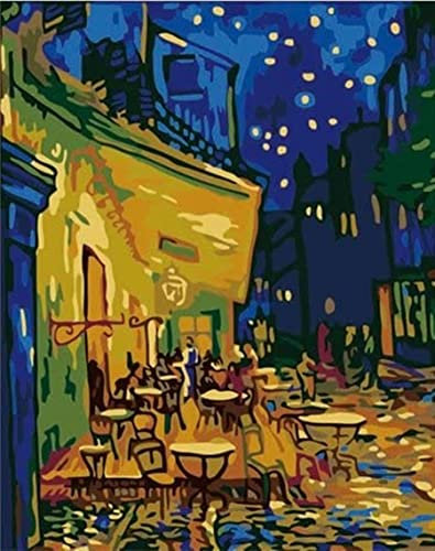 NANSUGUR Kit Peinture par Numéro pour Adulte Enfant, Kit Peinture Adulte Enfants sans Cadre, Peinture Loisir Creatif Enfant|40x50cm Café Van Gogh