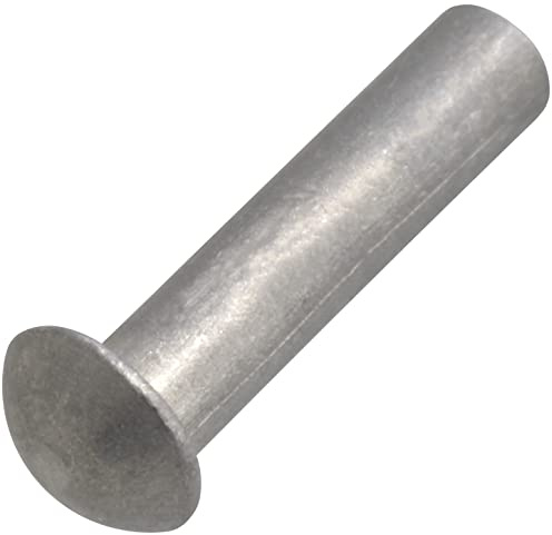 AERZETIX - C62013 - Satz von 20 Aluminiumnieten Ø2x8 mm mit halbrundem gewölbtem kopf - voll-/schlagniete - DIN 660 - silberfarben - nicht abnehmbare verbindung lederblech nietmaschine