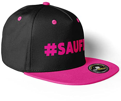 MERCHIFY Saufi Snapback Cap Malle Party #SAUFI Schlagerparty Hab ich Saufi gehört (10 Farbvarianten), Farbe: Schwarz/Pink