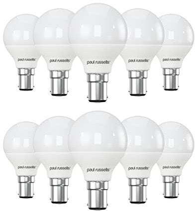 paul russells LED Golf Ball – Small Bayonet Fitting Dimmable Light, 5.5W B15 G45 LED Bulbs, 40w Equivalent, 6500K Daylight, Dimmer SBC Energy Saving Ceiling Lightsbulbs, 10 Pack